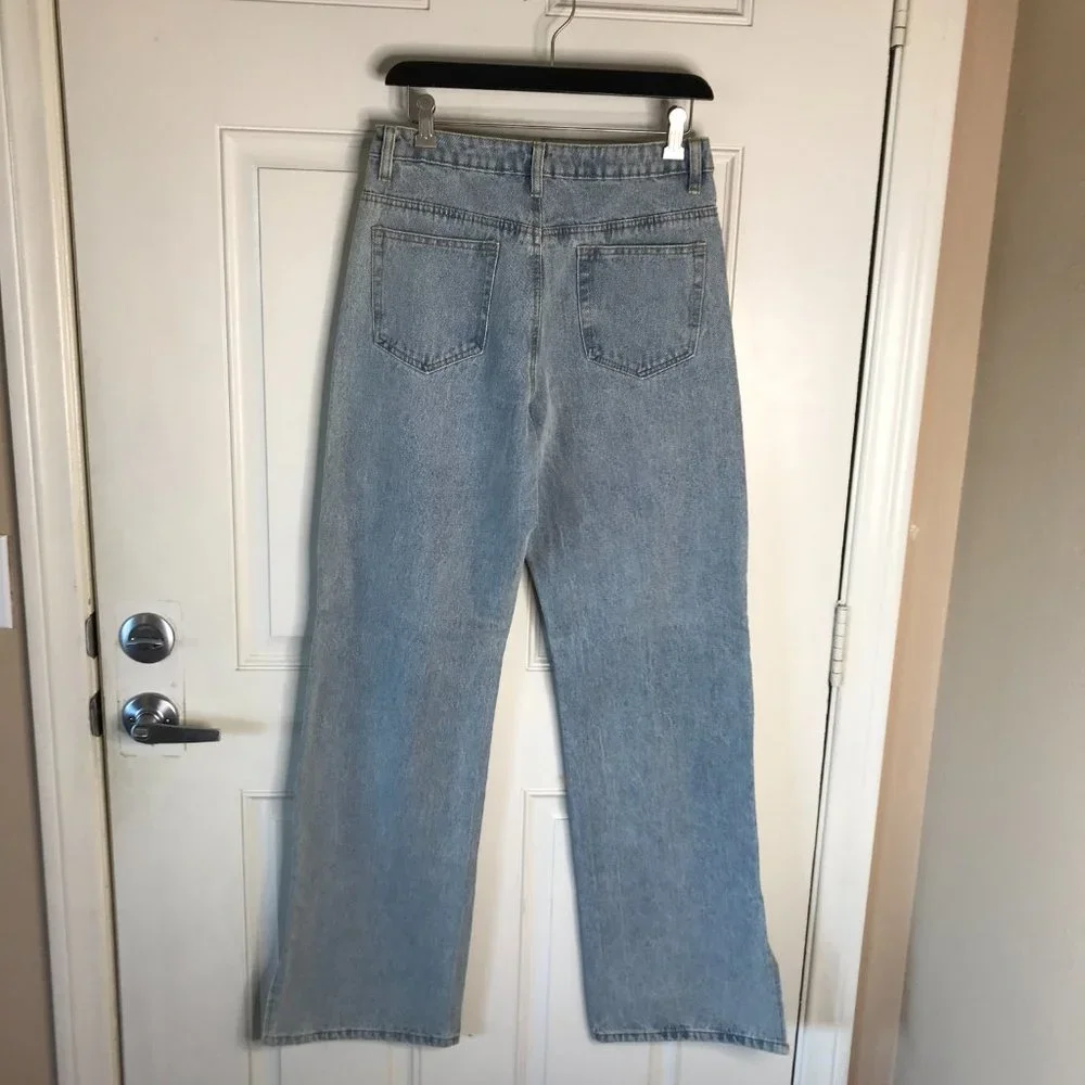 Beige Botany Women's Straight Leg Split Hem Jeans Light Blue ~ Size L (Tall) - Picture 4 of 6